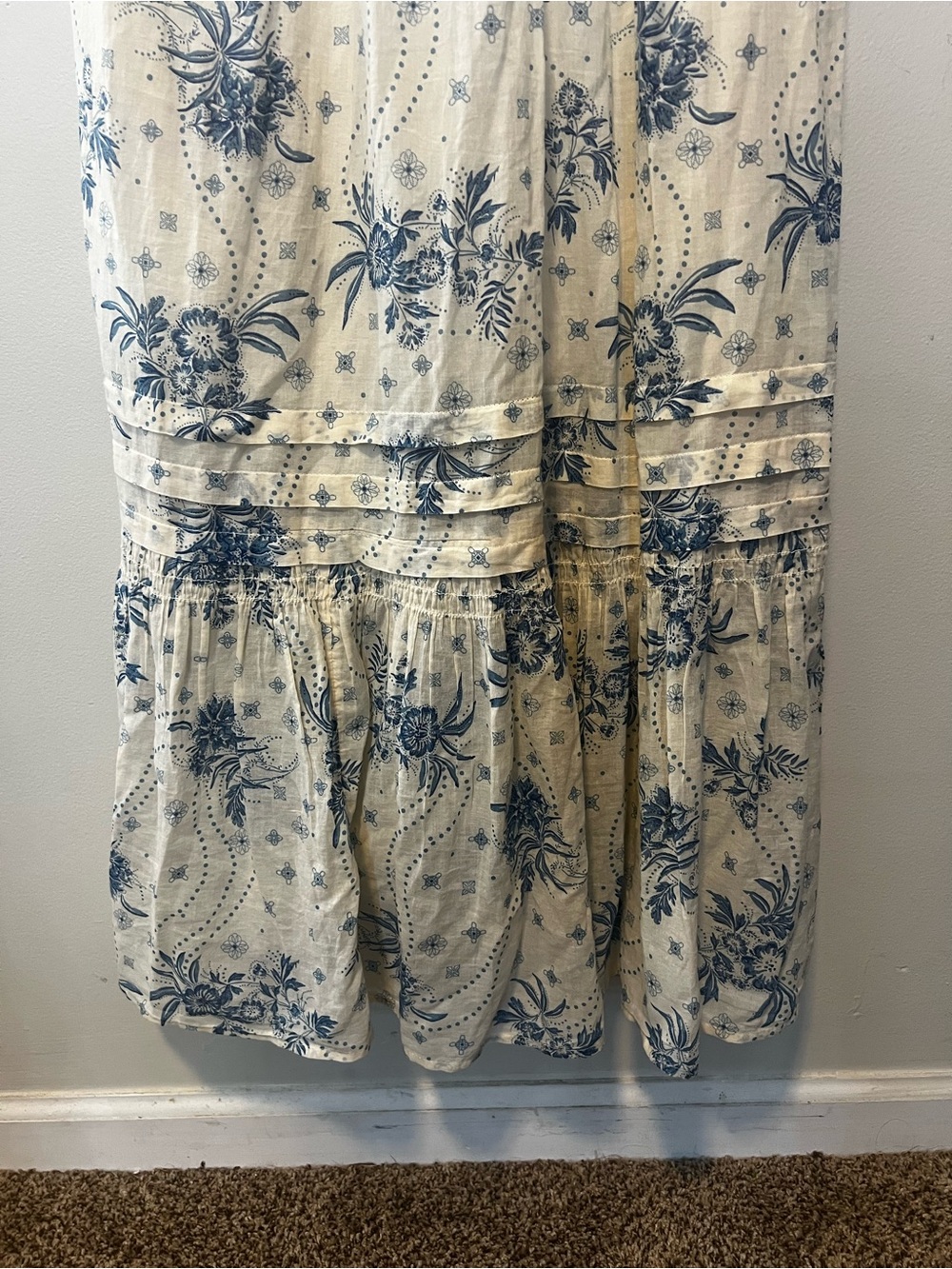 Free People Golden HourCream Maxi Dress with Blue Floral Print - Picture 6 of 7